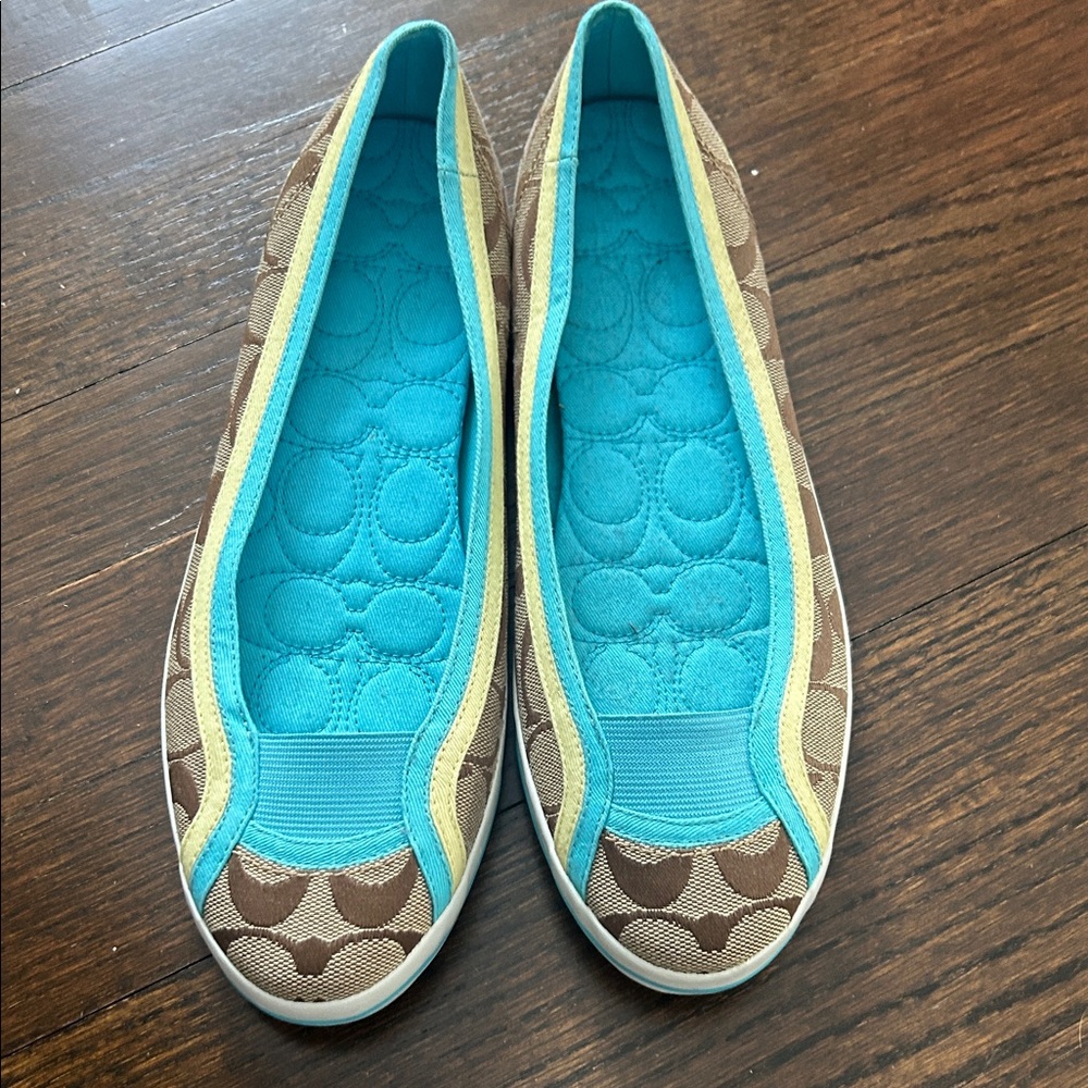 Coach Brown and Blue Women's Slip-On Shoes
